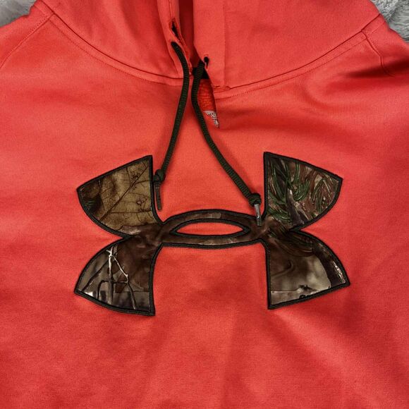 Under Armour Hoodie Womens Medium ColdGear Storm Semi Fitted Camo Logo Pink - Picture 5 of 8